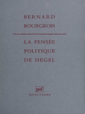 cover image of La Pensée politique de Hegel